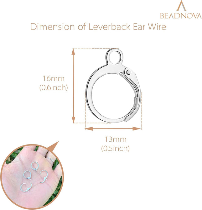 Leverback Earring Hooks 60pcs French Ear Wire Lever Back Earwire for Jewelry Making Crafting (Silver) – product detail