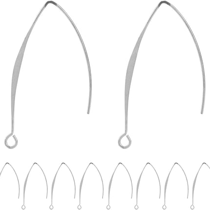 V Shape Ear Wire Long Earring Wire Earring Hook for Dangle Earwire Making Jewelry Making Ear Post DIY (Silver 43mm, 10pcs)