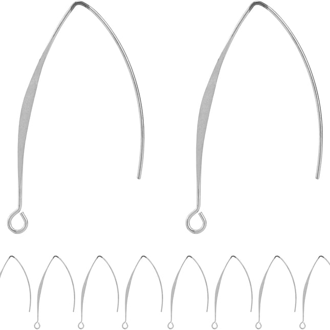 V Shape Ear Wire Long Earring Wire Earring Hook for Dangle Earwire Making Jewelry Making Ear Post DIY (Silver 43mm, 10pcs)