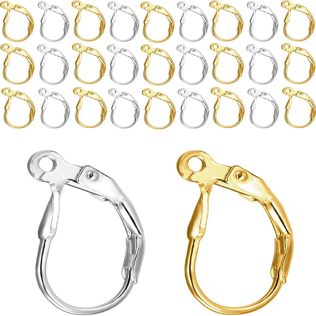 Leverback Earring Hooks 80pcs French Ear Wire Lever Back Earwire for Jewelry Making Crafting (Gold and Silver)
