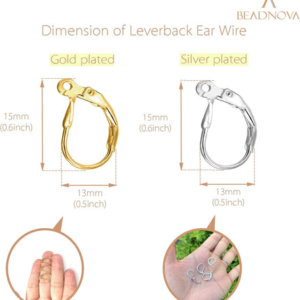 Leverback Earring Hooks 80pcs French Ear Wire Lever Back Earwire for Jewelry Making Crafting (Gold and Silver)