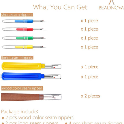 Seam Ripper 8pcs Thread Cutter Stitch Remover Small and Large Thread Remover Stitch Eraser Tag Ripper for Clothes Crafting Embroidery (3 Styles)
