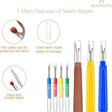 Seam Ripper 8pcs Thread Cutter Stitch Remover Small and Large Thread Remover Stitch Eraser Tag Ripper for Clothes Crafting Embroidery (3 Styles)