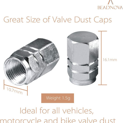Valve Stem Caps Aluminum Chrome Caps for Tires Valve (12pcs Pack,Silver)