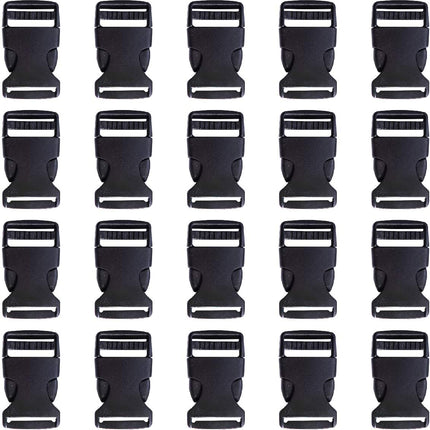 Plastic Buckle Strap Clip Quick Side Release Buckles 1 Inch Flat for Nylon Strap Backpack (Black, 1 Inch, 20 Piece)