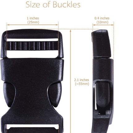 Plastic Buckle Strap Clip Quick Side Release Buckles 1 Inch Flat for Nylon Strap Backpack (Black, 1 Inch, 20 Piece)