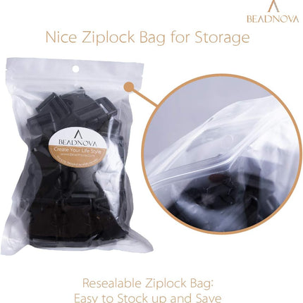 Plastic Buckle Strap Clip Quick Side Release Buckles 1 Inch Flat for Nylon Strap Backpack (Black, 1 Inch, 20 Piece)