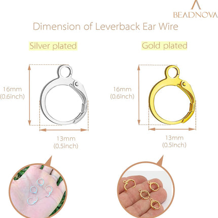 Leverback Earring Hooks 80pcs French Ear Wire Lever Back Earwire for Jewelry Making Crafting (Gold and Silver)