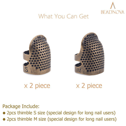 Thimbles for Hand Sewing Thimble Finger Protectors for Sewing Accessories and Tools Thimbles for Hand Quilting Knitting Hand Embroidery Sewing Finger Protector (Sizes S and M, 4 Pcs)