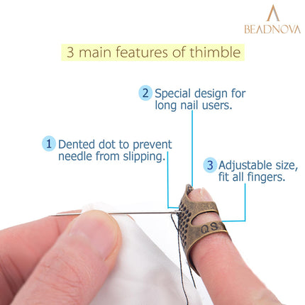 Thimbles for Hand Sewing Thimble Finger Protectors for Sewing Accessories and Tools Thimbles for Hand Quilting Knitting Hand Embroidery Sewing Finger Protector (Sizes S and M, 4 Pcs)