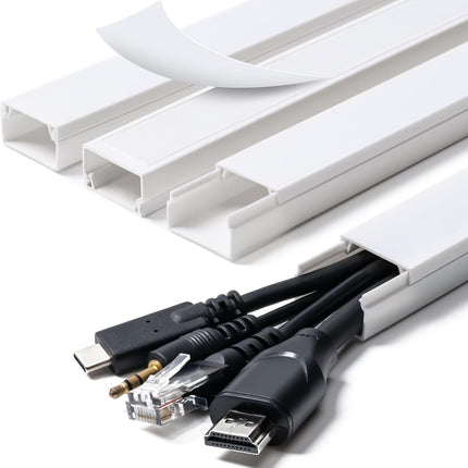 Cord Hider, 58in Cable Hider, Cord Covers for Wires on Wall, Paintable Cable Cover Raceway, Wire Hiders for TV on Wall, Cord Concealer, Cord Cable Management, 4X L14.5 W0.96 H0.58in, White