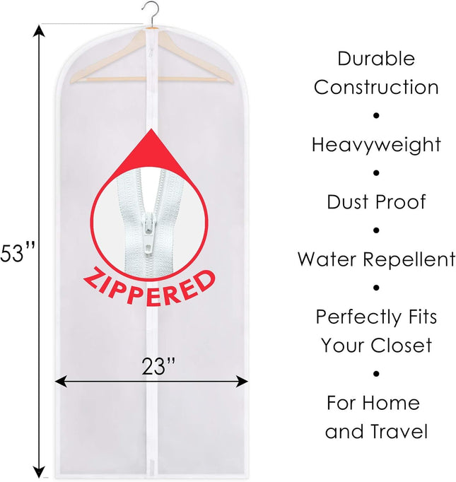 Zippered Garment Bag Large 53 x 23 inches Dress Bag for Gowns Suits Jackets Dresses Hanging (1 – product detail