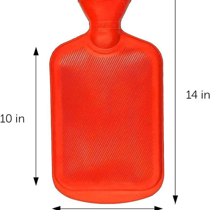 Hot Water Bottle, 2L (68oz) Natural Rubber -BPA Free- Durable Large Hot Water Bag for Hot Compress and Heat Therapy, Pain Relief from Cramps, Back Pain, Sore Muscles, Injuries, Red
