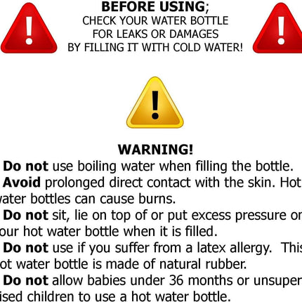 Hot Water Bottle, 2L (68oz) Natural Rubber -BPA Free- Durable Large Hot Water Bag for Hot Compress and Heat Therapy, Pain Relief from Cramps, Back Pain, Sore Muscles, Injuries, Red