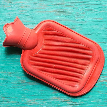 Hot Water Bottle, 2L (68oz) Natural Rubber -BPA Free- Durable Large Hot Water Bag for Hot Compress and Heat Therapy, Pain Relief from Cramps, Back Pain, Sore Muscles, Injuries, Red