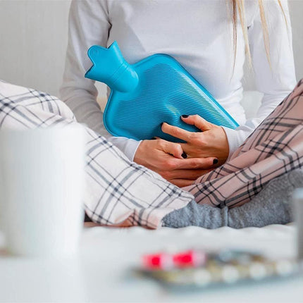 Hot Water Bottle, 2L (68oz) Natural Rubber -BPA Free- Durable Large Hot Water Bag for Hot Compress and Heat Therapy, Pain Relief from Cramps, Back Pain, Sore Muscles, Injuries, Red