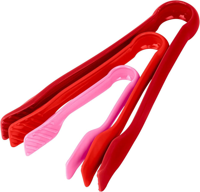 3 Pcs 6 x 8 x 10 Multi Colored Plastic Tong Set 3 Pack Durable BPA-Free (Pink V1258-DP02-D-349