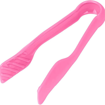 3 Pcs 6” x 8” x 10” Multi Colored Plastic Tong Set, 3 Pack Durable BPA-Free Quality Heavy Duty Perfect for BBQ, Grilling, Salad, Buffets and Kitchen (Pink, Red)