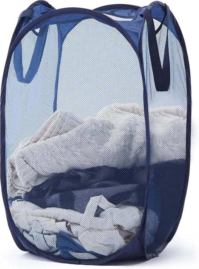 1 Pack Mesh Pop Up Laundry Hamper Lightweight Foldable Clothes Basket with Easy Carry Handles