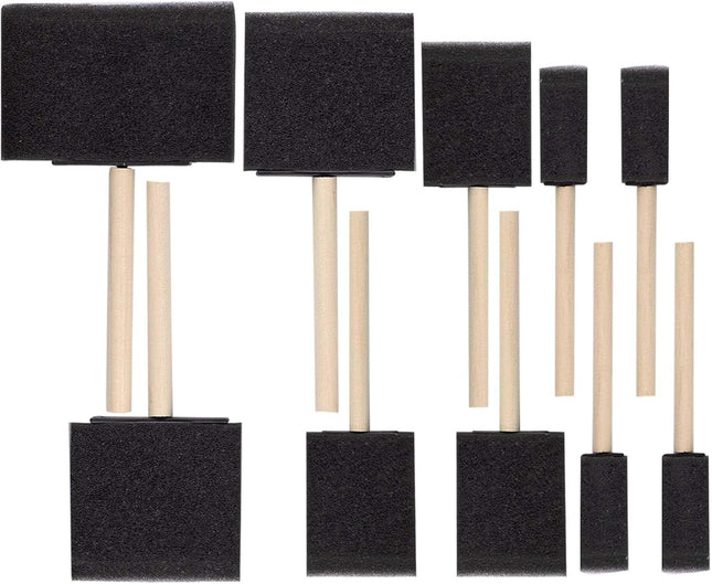 10 Foam Paint Brush Set with Durable Wood Handle Reusable Disposable Poly Sponge Brush to use (Set of