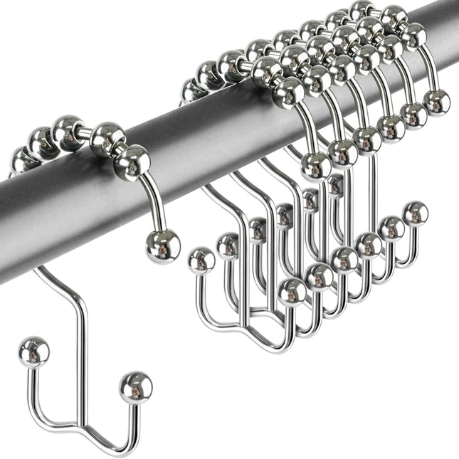 12 Pack Shower Curtain Hooks Heavy Duty Coated Stainless Steel Rustproof and Corrosion Resistant