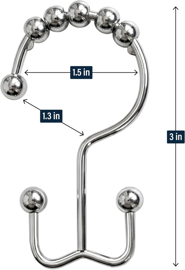 12 Pack Shower Curtain Hooks Heavy Duty Coated Stainless Steel Rustproof and Corrosion Resistant – product detail