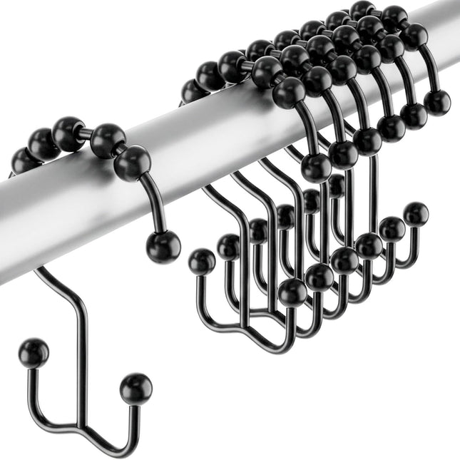 12 Pack Shower Curtain Hooks Heavy Duty Coated Stainless Steel Rustproof and Corrosion Resistant