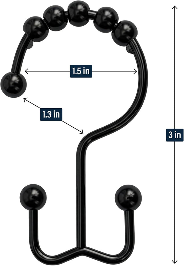 12 Pack Shower Curtain Hooks Heavy Duty Coated Stainless Steel Rustproof and Corrosion Resistant – product detail