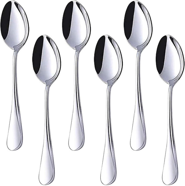 Stainless Steel Teaspoons 6-Piece Coffee & Dessert Spoons Set 6.7 Inch Small Spoons for Tea Sugar Yogurt &