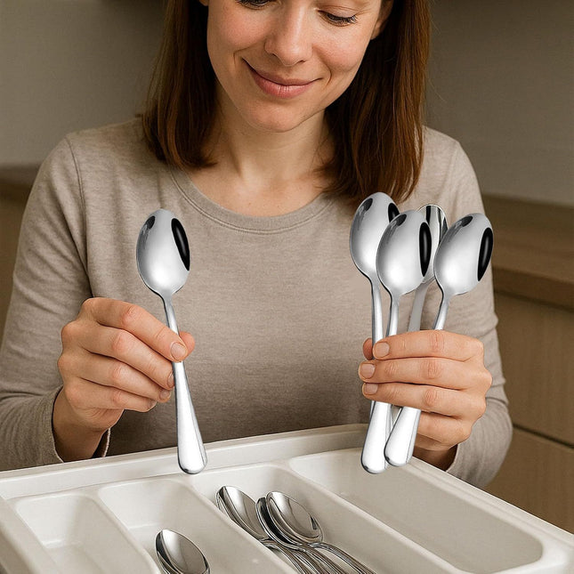 Stainless Steel Teaspoons 6-Piece Coffee & Dessert Spoons Set 6.7 Inch Small Spoons for Tea Sugar Yogurt & – product detail