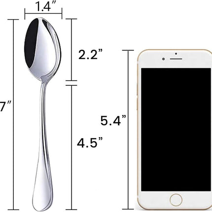 Stainless Steel Teaspoons, 6-Piece Coffee & Dessert Spoons Set, 6.7 Inch Small Spoons for Tea, Sugar, Yogurt & Ice Cream, Mirror Polished, Dishwasher Safe