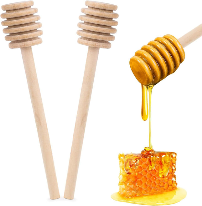 2PCS Wooden Honey Mixing Stirrer 8 Inch Honey Dipper Sticks Long Handle Honeycomb Stick for