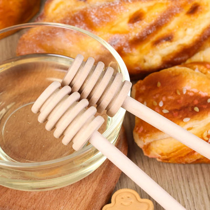 2PCS Wooden Honey Mixing Stirrer, 8 Inch Honey Dipper Sticks Long Handle Honeycomb Stick for Collecting Dispensing Drizzling Jam, Wedding Gifts & Party Favors