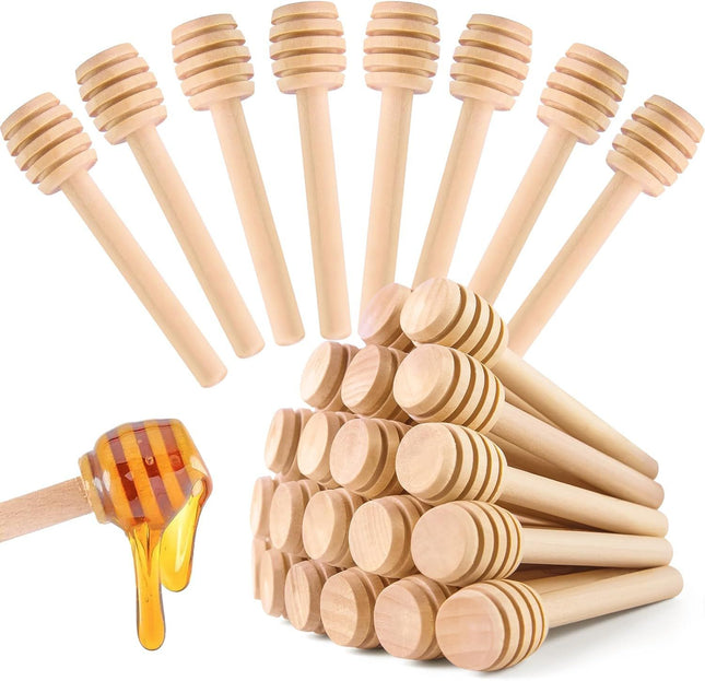 Wooden Honey Dipper Sticks 20 Pack 3 Inch Mini Honey Stirrers for Jars Dispense and V1258-DP02-D-363