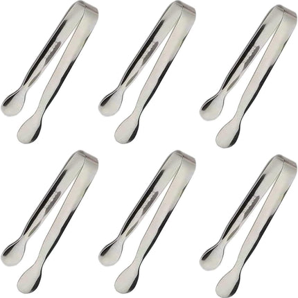 6PCS Ice Tongs Mini Sugar Tongs 4.25Inch Stainless Steel Kitchen Utensils Set,Small Serving Tong and Tiny Kitchen Tong for Appetizers,Tea Party, Coffee Bar, Desserts by  (Silver)