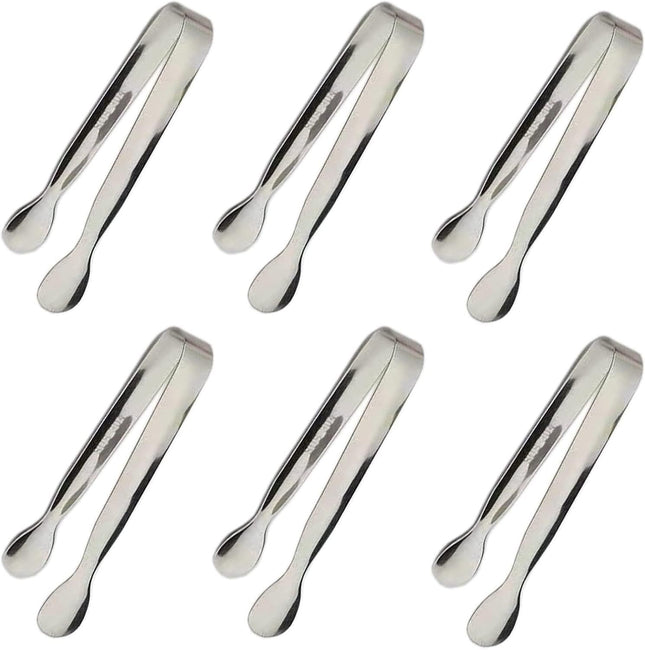 6PCS Ice Tongs Mini Sugar Tongs 4.25Inch Stainless Steel Kitchen Utensils Set Small Serving Tong and