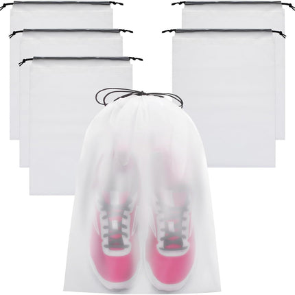 Shoe Bags for Travel - 6 Pcs Transparent Drawstring Backpack Travel Shoe Bag Clear Drawstring Bag Large Shoe Organizer with Rope Travel Essentials for Men Women