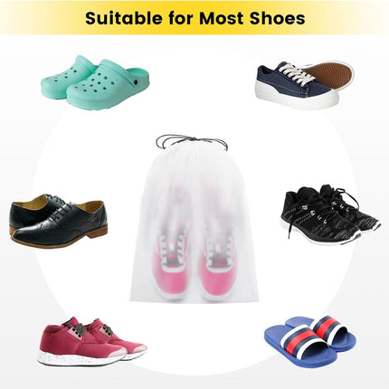 Shoe Bags for Travel - 6 Pcs Transparent Drawstring Backpack Travel Shoe Bag Clear Drawstring Bag Large Shoe Organizer with Rope Travel Essentials for Men Women