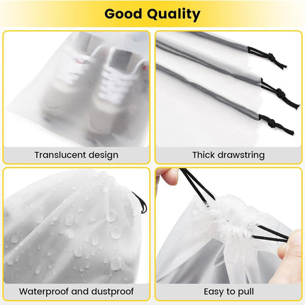 Shoe Bags for Travel - 6 Pcs Transparent Drawstring Backpack Travel Shoe Bag Clear Drawstring Bag Large Shoe Organizer with Rope Travel Essentials for Men Women
