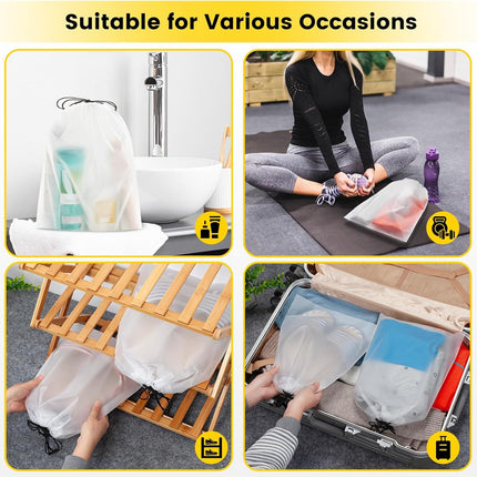 Shoe Bags for Travel - 6 Pcs Transparent Drawstring Backpack Travel Shoe Bag Clear Drawstring Bag Large Shoe Organizer with Rope Travel Essentials for Men Women
