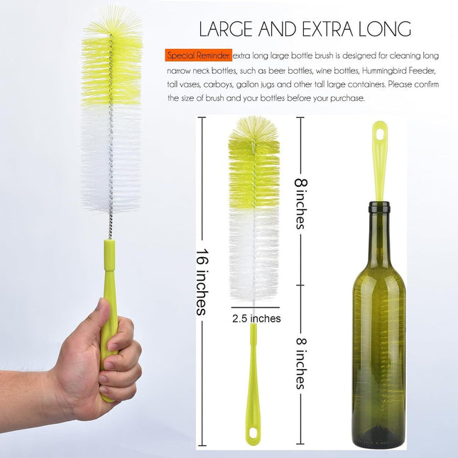 16 inch Long Bottle Brush Cleaner for Washing Wine/Beer/Sport Well/Thermos/Glass Hummingbird Feeder and – product detail