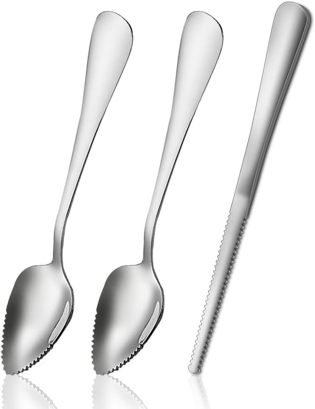 Grapefruit Spoons Serrated Edge Knife Stainless Steel Utensil Tool Dessert Spoon for Citrus Lemon Kiwi