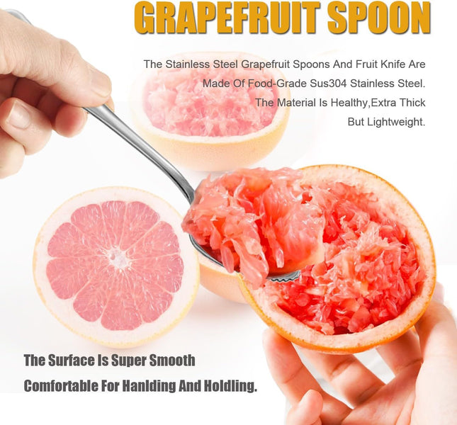 Grapefruit Spoons Serrated Edge Knife Stainless Steel Utensil Tool Dessert Spoon for Citrus Lemon Kiwi – product detail
