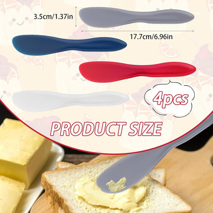 4Pack Plastic Butter Spreader Knife, 6.96X1.37'' Multi Purpose Butter Knifves Spreader, Butter Cheese Spreader Frosting Knives, Plastic Multi Purpose Buttering Knife-cutter for Butter, Jelly, Cream Cheese and Nut Butter ﻿