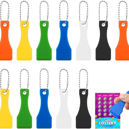 12 Pack Lottery Ticket Scratcher Tool, Durable Plastic Scraper for Lotto Scratch Offs, Lottery Scratcher Tool Portable Pocket Size Scratch off Tool with Keychain Hole, Multi-Purpose Cleaning Scrapers