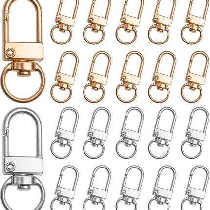 20Pcs 1.26 x 0.39 Inch Swivel Snap Key Chain Clip Hook Small Metal Lobster Claw Clasp Mini Swivel Lanyards Snap Hooks for Bag Key Chains Connector Jewelry Making DIY Crafts Hardware Silver Finish