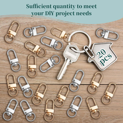 20Pcs 1.26 x 0.39 Inch Swivel Snap Key Chain Clip Hook Small Metal Lobster Claw Clasp Mini Swivel Lanyards Snap Hooks for Bag Key Chains Connector Jewelry Making DIY Crafts Hardware Silver Finish