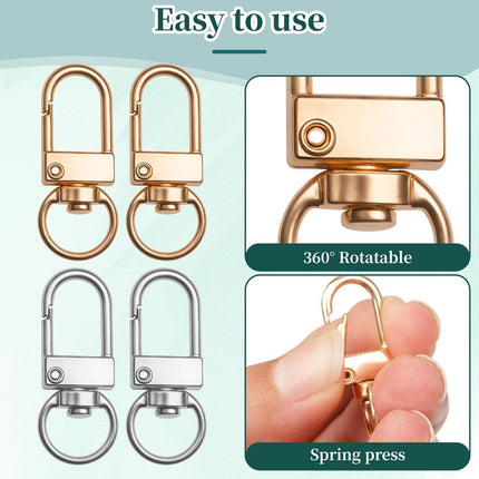 20Pcs 1.26 x 0.39 Inch Swivel Snap Key Chain Clip Hook Small Metal Lobster Claw Clasp Mini Swivel Lanyards Snap Hooks for Bag Key Chains Connector Jewelry Making DIY Crafts Hardware Silver Finish