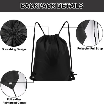 Drawstring Backpack 6 Colors Drawstring Bags, Draw String Back Bag Drawstring Bags Bulk for Sports, Gym, Travel, Swimming, Beach (6 PACK)