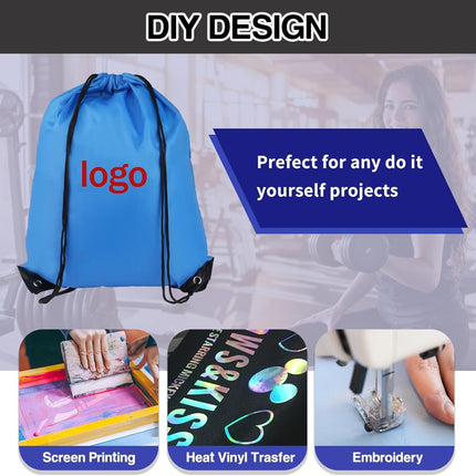 Drawstring Backpack 6 Colors Drawstring Bags, Draw String Back Bag Drawstring Bags Bulk for Sports, Gym, Travel, Swimming, Beach (6 PACK)